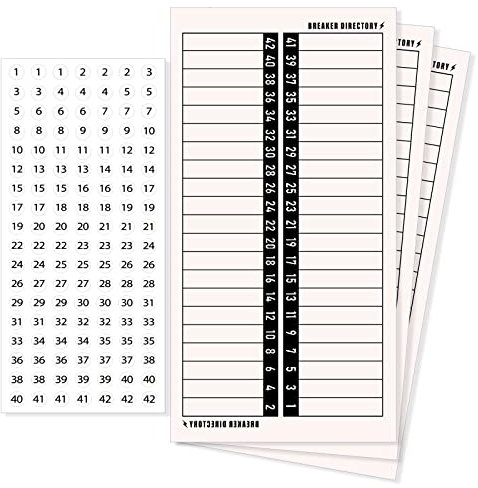 Grevosea Lot de 4 feuilles d'étiquettes pour panneau électrique et disjoncteur, répertoire de numéros pour usage domestique
