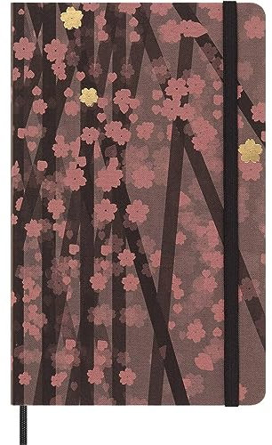 Moleskine - Notizbuch in Limitierter Edition, Sakura-Notizbuch mit Themenbezogenen Grafiken, Unliniertem Layout und Stoff-Hardcover, Großformat 13x21cm, 240 Seiten