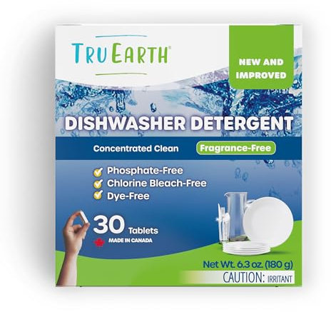 Tru Earth Dishwasher Detergent Tablets | Eco-friendly, Lab-Tested Dishwasher Packs | Super-Concentrated and Easy to Use | 30 Tablets