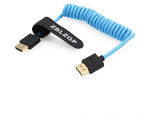 ZBLZGP 8K HDMI zu HDMI Spiralkabel High Speed Ethernet für Portkeys BM5 Monitor, Laptop, Computer, Kamera, Monitor (Blauer geflochtener Federdraht)