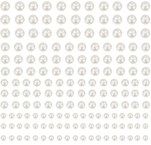 660 Pieces Flat Back Pearl Mixed Size Self-Adhesive Back Pearl Sticker Sheets for Face Makeup Nail Art DIY Cell Phone Scrapbooking Embellishments (3mm/4mm/5mm/6mm)