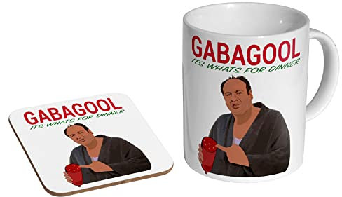 The Sopranos Gabagool Funny Ceramic Coffee Cup and Coaster Gift Set – Tony Soprano Gift for Fans – Mafia TV Show Merchandise – Novelty Italian Mug 11oz