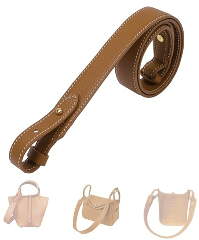 DGAZ TC-Leder Schulterriemen, Ersatz Taschengurt für Hermes Picotin/Lindy/Evelyne, Handgefertigt Umhängetaschengurt (Gold, Breite 2,7cm, Länge 50cm, Goldene Schnallen)