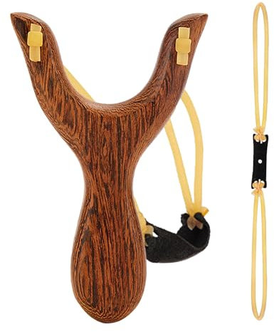 Simsky Steinschleuder, Holz Zwille, Slingshot, Einstellbar Schleuder Zwille mit 1 EErsatzgummi,Holz Schleuder für Outdoor Sportarten mit Starker Gummiband für Erwachsene und Kinder