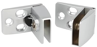 Gedotec Glastürscharnier Oben & Unten Silber matt SQUARE I Einfache Montage der Glasplatte zum Klemmen I Verwendung Oben & Unten - geschlossen