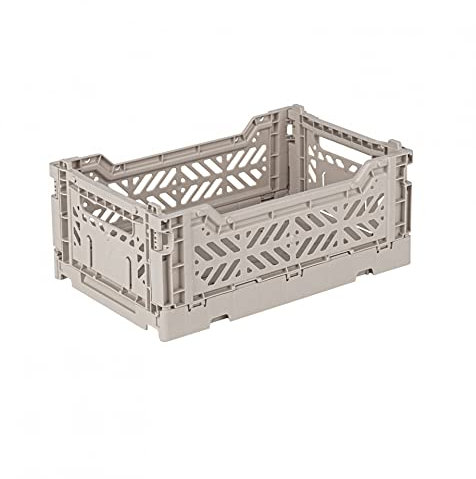 AYKASA Klappkiste, stabile Faltkiste aus Kunststoff, stapelbar, Sand, Mini (27x17x11cm)