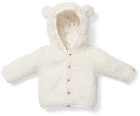 Little Dutch Winterjacke Fleecejacke Teddy Jacke mit Kapuze Ohren Kinder (Gr. 104) weiß
