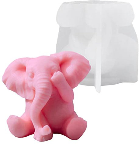 Teksome Molde de Vela de Elefante, Moldes de jabón de Silicona de Animales Lindos, Elefantes de Silicona Que Hacen jabón de Cera Molde de Resina Animal Freshie Molde de Chocolate para jabones