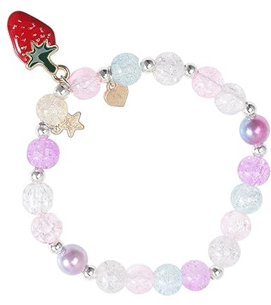 COLLBATH Erdbeer-charm-armband Mit Kristallperlen Für Mädchen Bettelarmband Als Partygeschenk Erdbeerperlenarmband Im Schmuck-design Unisex-geschenk Für Junge Mädchen