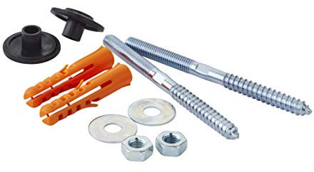 Balterley Wash Basin Fixing Kit, Fixing Bolt Pack for Wall Mounted Basins, Mounting Kit for Wash Basin, 2 Heavy-Duty Screws, 2 Plastic Wall Plugs, 2 Rubber Washers, 2 Large Metal Washers, 2 Hex Nuts