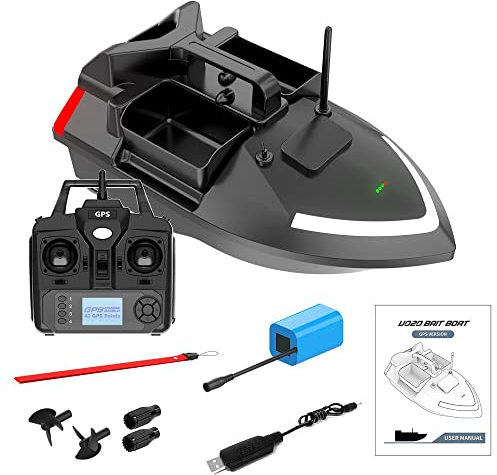 GYDUHYE Fishing Bait Boat 500m Remote Control Dual Motor Fish Finder - 2KG Loading Support for Fishing - Automatic Cruise/Return/Route Correction - Night Light Turn Signal