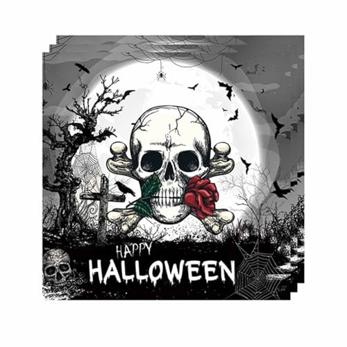 ParPix 20 Stück Halloween Servietten, Skelett Papierservietten, 33cm Tischdeko, Einwegpapier für Party, Horror Deko