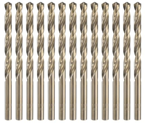 uxcell 13pcs 1/4 M35 Cobalt Twist Drill Bits, High-Speed Steel Jobber Drill Bit for Stainless Steel, Hardened Metal, Cast Iron, Aluminum, Copper, Soft Alloy Steel, Wood, Plastic
