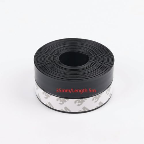 Window Sealing Strip, Self Adhesive Weather Stripping, Silicone Door Bottom Seal Strip Tape for Gaps of House Glass Shower Window Door Sealing Dustproof Weatherproof (5m 35mm Black)