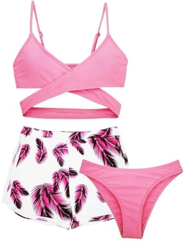 Costume Neonato Gonna con Stampa, Estiva, Spiaggia, da Bagno, Bagno per Bambini, Piscina Bimba 4 Anni Bambina Mare (8-9 Anni, Rosa)