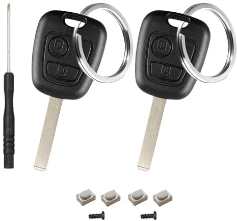 Kesiku 2 Pièces Boitier Clé pour Peugeot 107 207 306 307 406 407 Citroen C1 C2 C3 C5 C6 Télécommande, Coque Clé Citroen C1, Clef Peugeot 107 - avec Tournevis et Porte-clé