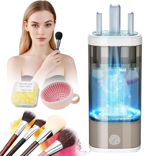 IUHFSIFS 5.0 Upgrade Electric Makeup Brush Cleaner【7000 RPM - 99.99% Removal of Makeup Residue】Makeup Brushes Cleaner Compatible with Multi-Brushes Head 2-In-1 Device, Circuit Upgrade