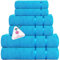 Casa Copenhagen Eternal 6-teiliges Handtuchset, Blaugrün, 500 g/m², 2 Badetücher, 2 Handtücher, 2 Waschlappen aus weicher ägyptischer Baumwolle für Badezimmer, Küche und Dusche