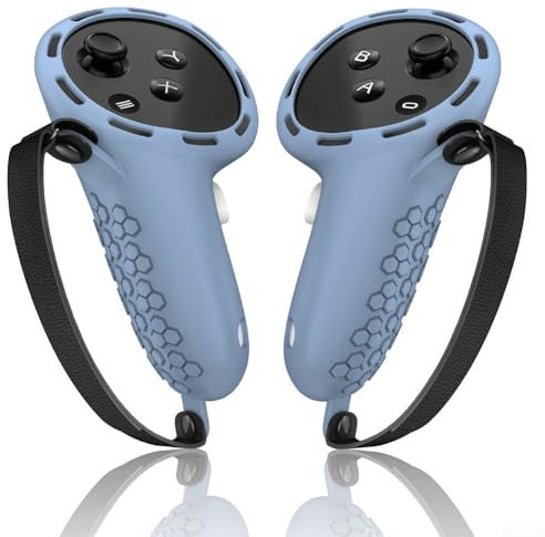Springwillfly Quest3S - 2 fundas de silicona suave para mando, protectores de silicona para Meta para Quest 3 y Quest 3S (azul)