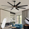 Ventiladores de Techo Modernos Negros con Luces y Control Remoto, 72 Pulgadas, LED Grande Regulable de 3 Colores Integrados, 8 aspas
