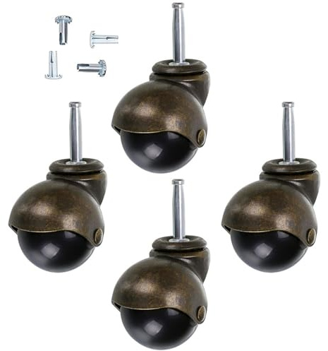DECOMELODY 4 Stück Schwerlast Büromöbelrollen 8 X 38mm Kugelgelagerte Lenkrollen aus Metall Leise Stuhlrollen für Teppich und Hartboden 360° Drehbar Kompatibel mit Bürostühlen und Möbeln