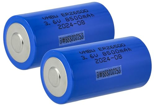 vhbw 2x Lithium ER26500 (Size C) Round Cell Batteries - Primary Batteries (8500 mAh, 3.6 V, Li-SOCl2)