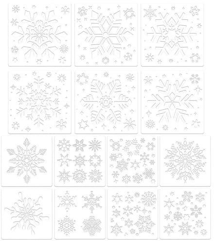 14 Pieces of Snowflake Painting Templates, Reusable Color Spray Board, DIY Christmas Card Tools, Suitable for Face Decoration, Window Color Spray, Home Decoration.