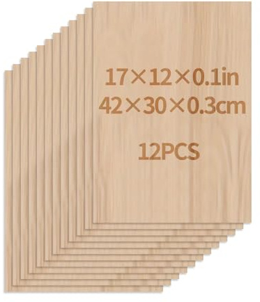 Sperrholzplatte 3mm, 420x300mm 12 Stück A3 Holzplatte Zuschnitt Nach Maß Unbehandeltes Bastelhölzer Holz für Modellbau Laserschnit Laser Gravur Holz Brennen Malerei CNC