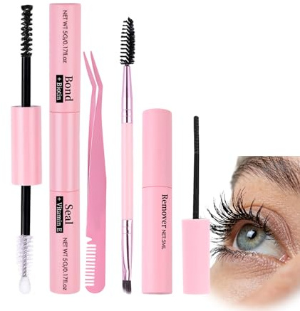 4pcs Lash Bond And Seal Kit - Cluster Lashes Glue Bond And Seal - Eyelash Remover, Tweezers And Portable Eyelash Brush - Waterproof & Long Lasting