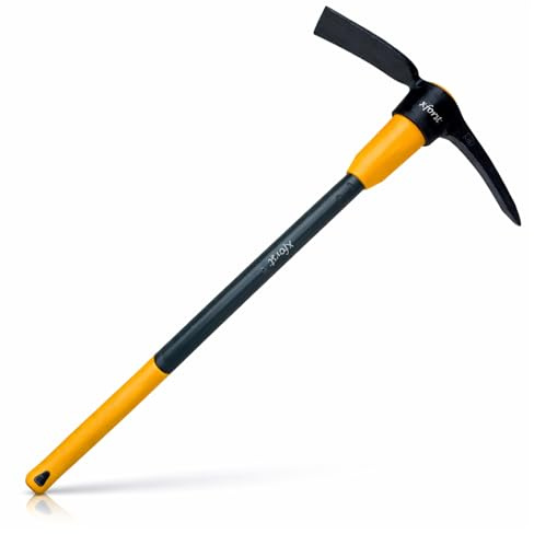 Xforst Spitzhacke PF34 – Große Kreuzhacke 90 cm – 3,46 kg Profi-Spitzhacke mit Fiberglasstiel – Vormontiert – Hacke & Spitze für Harte, steinige Böden, Garten & BAU