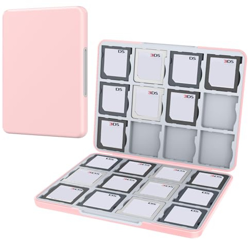 HEIYING Etui de Carte de Jeu pour Nintendo 3DS 3DSXL 2DS 2DSXL DS DSi, Support de Cartouche de Jeu Portable 3DS 2DS DS avec 24 emplacements pour Cartes de Jeu. (Rose)