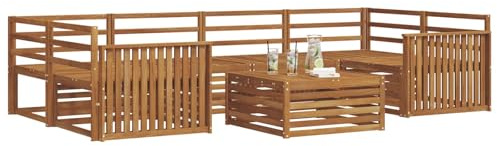 vidaXL Outdoor-Sofagarnitur 7 pcs Natur Massivholz Akazie, Gartenmöbel, modernes Outdoor-Sofa, strapazierfähiges Set, Terrassen-Lounge und Sitzgruppe