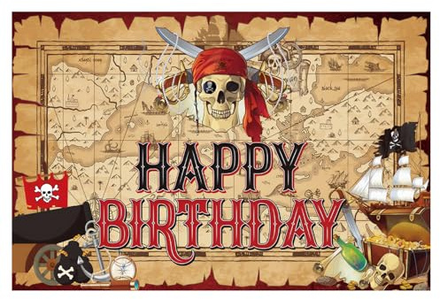 Piraten Geburtstag Hintergrund, Happy Birthday Banner 180x120cm
