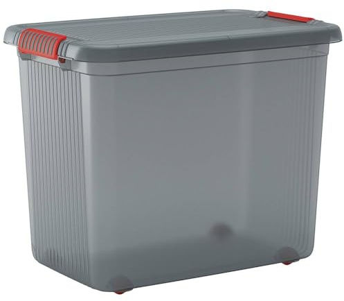 KIS K Latch Box XXL Körper + Deckel mit Clips 59 x 39 x 45 H, Grau transparent, 59.1 x 39 x 87.5