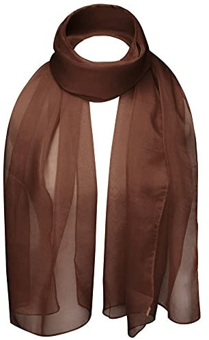 Basic Sense Chiffon Schal Sheer Soft Plain Neck Wrap für Frauen ordentlich genäht, Braun