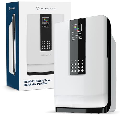 Hathaspace Smart True HEPA Air Purifier, 6-in-1 Large Room Air Cleaner & Deodorizer for Allergies, Pets, Asthma, Smokers, & Odors – Eliminates Pet Hair, Allergens, Dust, Pollen, Mold, Bacteria, & More