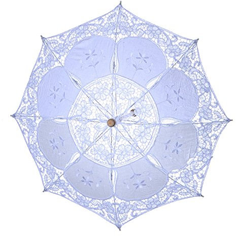 Weißer Regenschirm Blumen- Stockschirme Sonnenschirme Aus Blumenspitze Aus Weißer Spitze Stickerei-regenschirm Spitzenschirm Braut Foto Hölzern Bestickter Regenschirm
