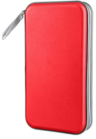 Siveit CD Case Holder, 80 Capacity CD/DVD Case Holders Wallet Hard Plastic CD DVD Disc Cases Storage Binder for Car Home Office Travel (Red)