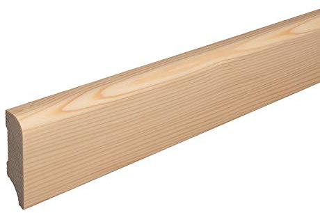 Sockelleiste München Fichte Massivholz LACKIERT Oberkante Abgerundet 60mm