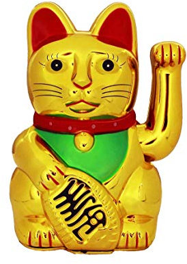 HAAC Winkekatze Glückskatze Glücksbringer Farbe Gold 18 cm