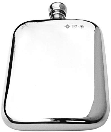 Gamekeepers Cottage gifts English Pewter 6 Oz Traditional Kidney Hip Flask Gift