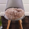 HC&WT Rundes Schaffell Sitzkissen, Luxuriöses Fell Stuhlkissen Superweicher Autositzüberzug rutschfeste Naturwollteppiche Schreibtisch Stuhlhocker Kissen (Braun,Durchmesser 45 cm)