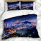 NOLYXICI Bettwäscheset Stadt-Nachtansicht-im Stadtzentrum gelegenes Stadtbild-Seoul-Weisen-Turm-Bestimmungsort-Korea-Koreaner-Metropolen-milchiges Design Mikrofaser weich dreiteilig135*200