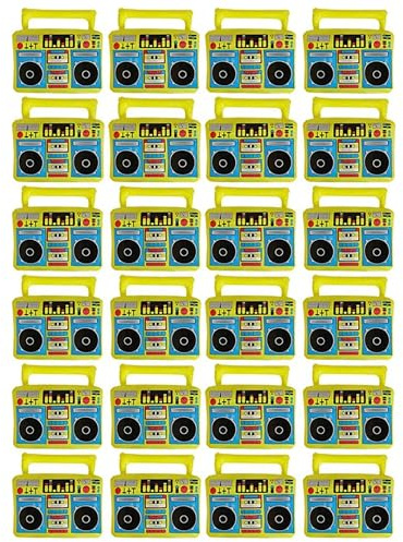Aufblasbare Boombox Dekorative Requisite - 24 Stück - Leuchtend Gelb Aufblasbare Boombox - Perfekt für Musik-Mottopartys und Kostümveranstaltungen