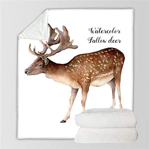 Morbuy Samt Leichte Decke, 3D Kuscheldecke Sofadecke Bettüberwurf Erhältlich Decke Tagesdecke Decke für Sofa und Bett Falten-beständig Schmusedecke (150x200cm,Hirsch)