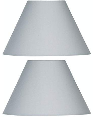 2 Pack - Soft Grey 14 Cotton Coolie Fabric Vintage Lampshade with Reversible Gimble & Shade Reducing Ring to Fit All Types of Lampholders - Sold in Pairs