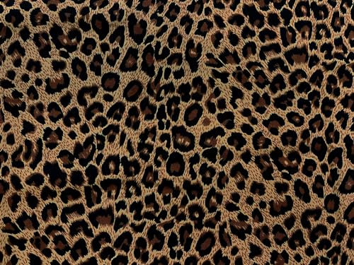 Amornphan 111,2 cm brauner Stoff mit Leopardenmuster, Tier, Gepard, Tiger, 100 % Baumwolle, für Patchwork, Handarbeit, Nähen, Basteln für 91,4 cm.