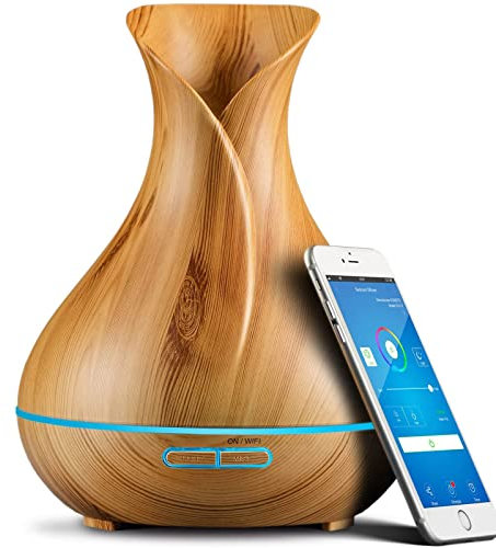 Smart Alexa Aroma Diffuser für Ätherische Öle, 500ml Duftöl Diffuser Luftbefeuchter, Kompatibel Alexa/Google Home und App Kontrolle, Zeitpläne Erstellen, 7 Farb-LED, 4 Timer, Auto-Off, Super Leise