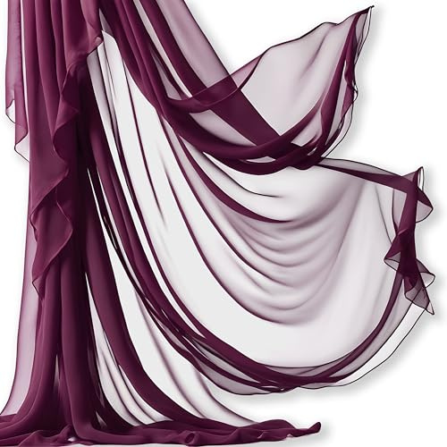 Barcelonetta Chiffon-Stoff, Dekoration, Vorhangstoff, Hochzeit, Geschlechtsoffenbarung, Babyparty, Geburtstag, für Laube, Bogen, Baldachin, Tisch- und Stuhldekoration (Burgunderrot, 9,1 m)