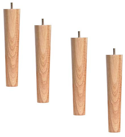 4er Set Tischbeine mit Gewindestift M10,Holz Möbelfüße,Massivholz Ersatz Möbelbeine,Gummiholz Sofafüße Holzfüße Sockelfüß Sofabeine Schrankfüße,für Bett,Couch,Stuhl,Holzfarbe(straight8cm/3.1inch)